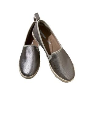 Clarks Metallic Perforated Slip-On Espadrilles - Silver